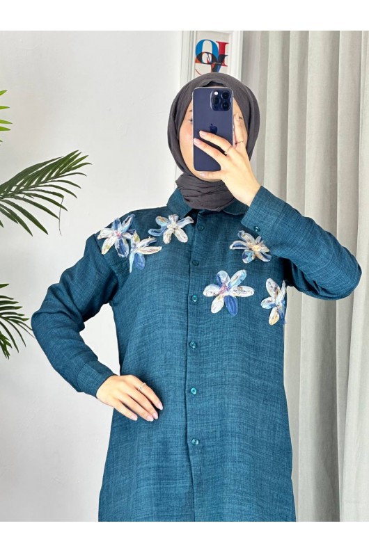 7756 - Keten Tesettür İkili Takım Mavi̇-Z1 7756 - Keten Tesettür İkili Takım Mavi̇-Z1