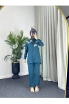 7756 - Keten Tesettür İkili Takım Mavi̇-Z1 7756 - Keten Tesettür İkili Takım Mavi̇-Z1