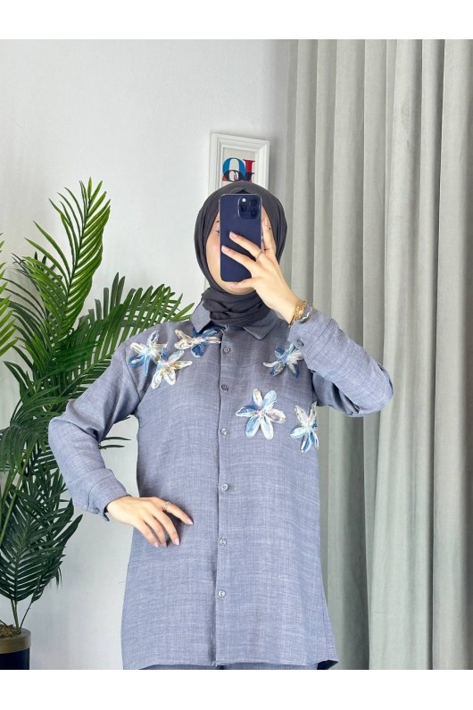 7756 - Keten Tesettür İkili Takım Gri̇-Z1 7756 - Keten Tesettür İkili Takım Gri̇-Z1