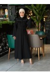 4505 - Krep Kumaş Tesettür Elbise Si̇yah-K 8 4505 - Krep Kumaş Tesettür Elbise Si̇yah-K 8