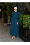 4505 - Krep Kumaş Tesettür Elbise Mavi̇-K 8 4505 - Krep Kumaş Tesettür Elbise Mavi̇-K 8