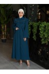 4505 - Krep Kumaş Tesettür Elbise Mavi̇-K 8 4505 - Krep Kumaş Tesettür Elbise Mavi̇-K 8