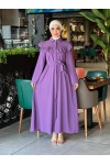 4505 - Krep Kumaş Tesettür Elbise Mor-K 7 4505 - Krep Kumaş Tesettür Elbise Mor-K 7