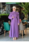 4505 - Krep Kumaş Tesettür Elbise Mor-K 7 4505 - Krep Kumaş Tesettür Elbise Mor-K 7