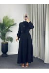 4508 - Detaylı Tesettür Elbise Si̇yah-Z13