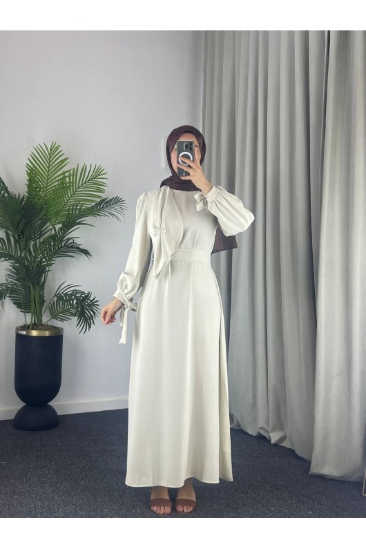 4508 - Detaylı Tesettür Elbise Bej-Z13