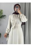 4508 - Detaylı Tesettür Elbise Bej-Z13