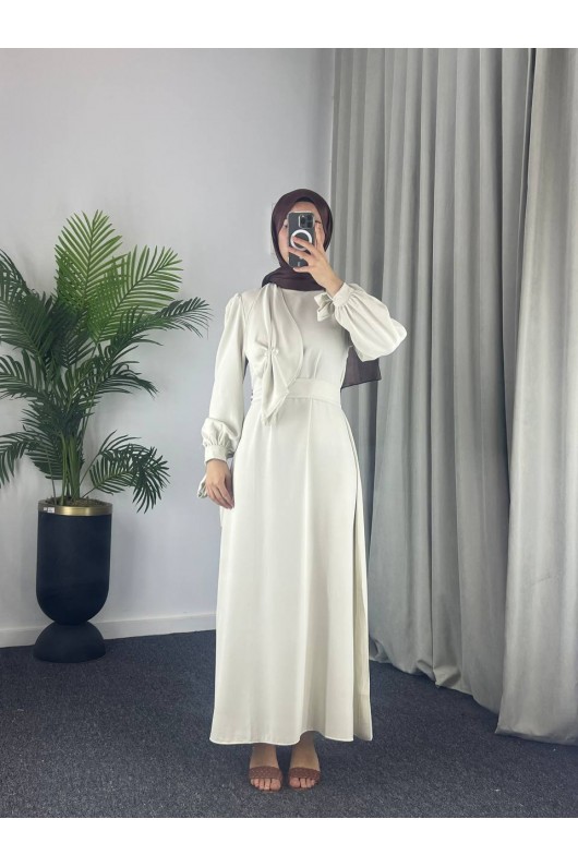 4508 - Detaylı Tesettür Elbise Bej-Z13