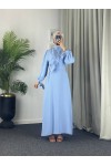 4508 - Detaylı Tesettür Elbise Mavi̇-Z13