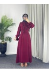 4508 - Detaylı Tesettür Elbise Bordo-Z13