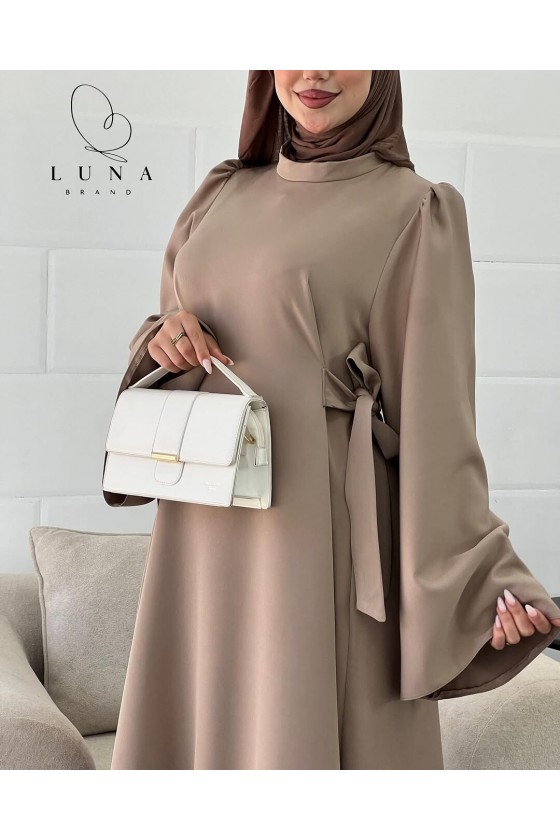 4516 - Bağlamalı Tesettür Elbise Bej-L8 4516 - Bağlamalı Tesettür Elbise Bej-L8