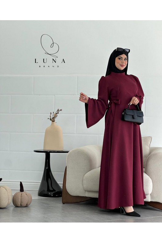 4516 - Bağlamalı Tesettür Elbise Bordo-L8 4516 - Bağlamalı Tesettür Elbise Bordo-L8