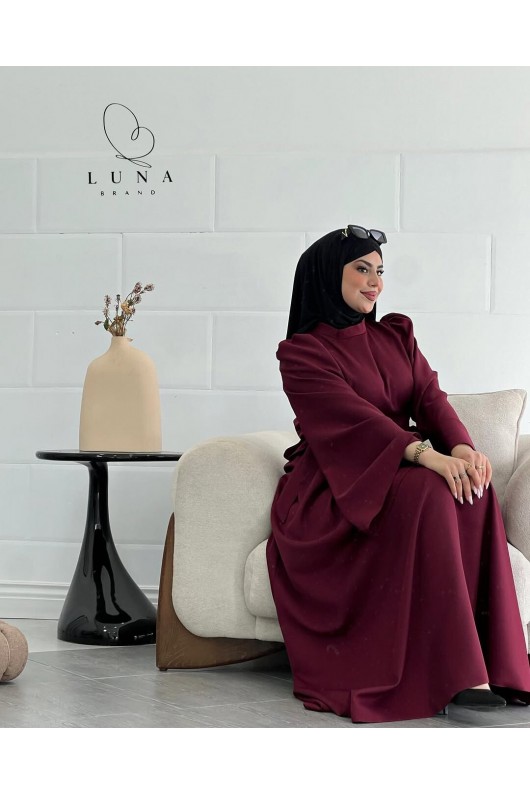 4516 - Bağlamalı Tesettür Elbise Bordo-L8 4516 - Bağlamalı Tesettür Elbise Bordo-L8