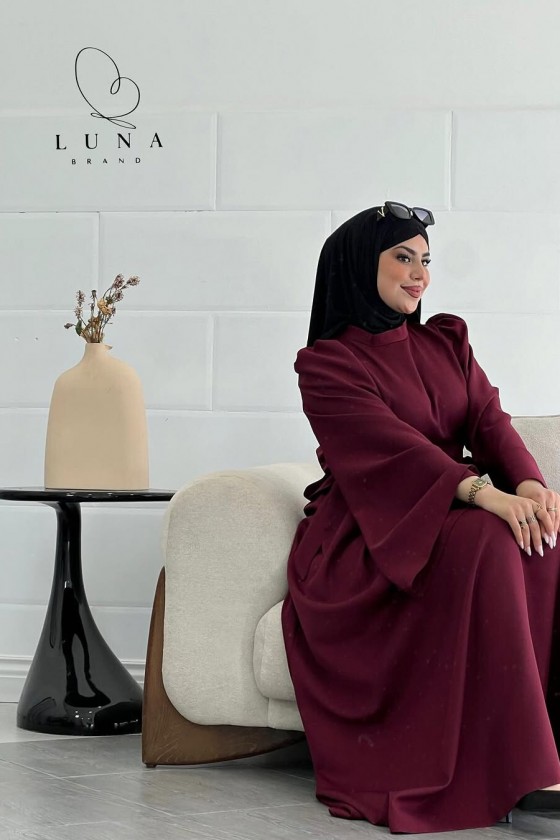 4516 - Bağlamalı Tesettür Elbise Bordo-L8 4516 - Bağlamalı Tesettür Elbise Bordo-L8