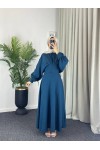 4535 - Keten Tesettür Elbise Mavi̇ 4535 - Keten Tesettür Elbise Mavi̇