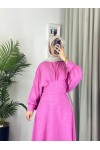 4535 - Keten Tesettür Elbise Pembe 4535 - Keten Tesettür Elbise Pembe