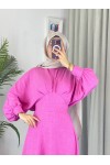 4535 - Keten Tesettür Elbise Pembe 4535 - Keten Tesettür Elbise Pembe