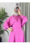 4535 - Keten Tesettür Elbise Pembe 4535 - Keten Tesettür Elbise Pembe