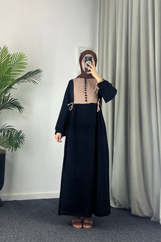 4537 - Pamuklu Tesettür Elbise Si̇yah-Z17