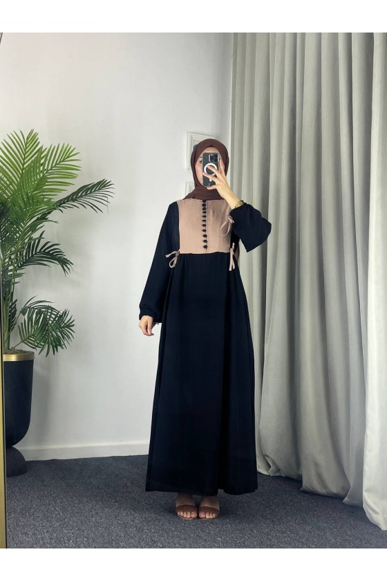 4537 - Pamuklu Tesettür Elbise Si̇yah-Z17