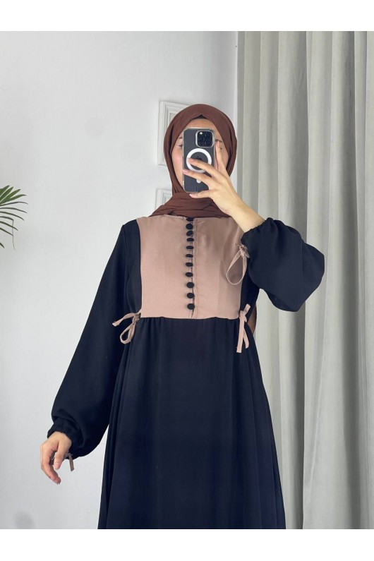 4537 - Pamuklu Tesettür Elbise Si̇yah-Z17