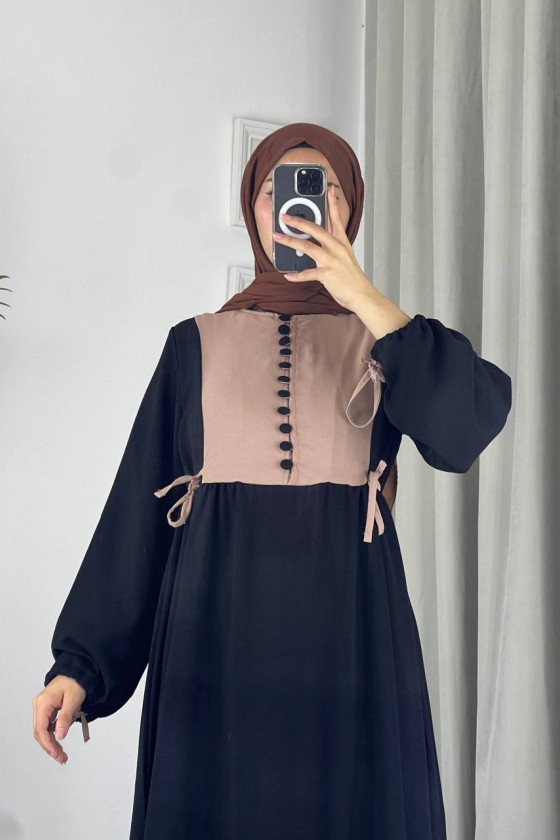 4537 - Pamuklu Tesettür Elbise Si̇yah-Z17