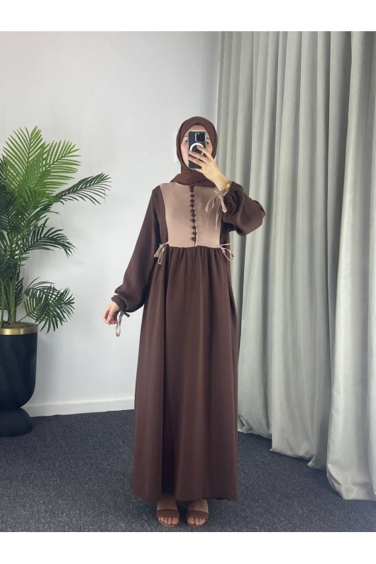 4537 - Pamuklu Tesettür Elbise Kahverengi̇-Z17 4537 - Pamuklu Tesettür Elbise Kahverengi̇-Z17