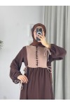 4537 - Pamuklu Tesettür Elbise Kahverengi̇-Z17 4537 - Pamuklu Tesettür Elbise Kahverengi̇-Z17