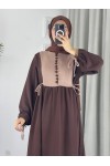4537 - Pamuklu Tesettür Elbise Kahverengi̇-Z17 4537 - Pamuklu Tesettür Elbise Kahverengi̇-Z17