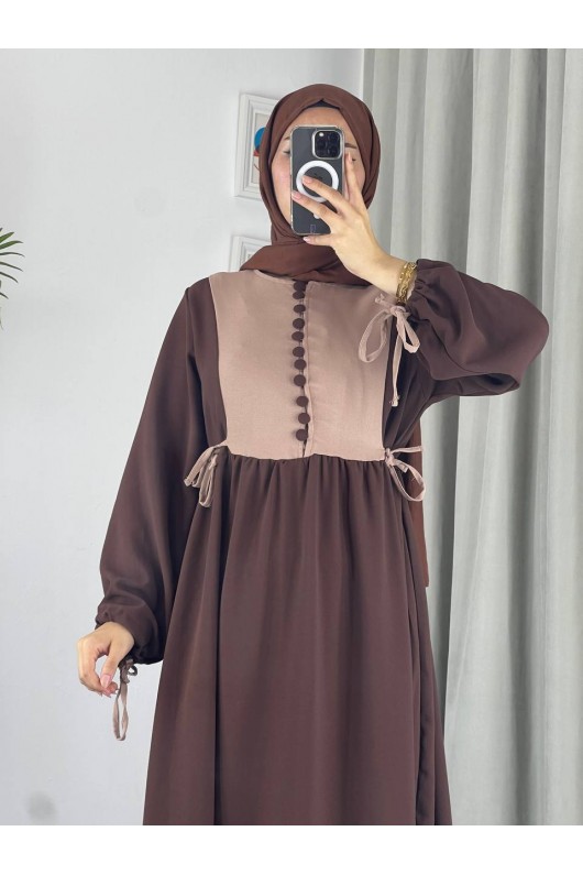 4537 - Pamuklu Tesettür Elbise Kahverengi̇-Z17 4537 - Pamuklu Tesettür Elbise Kahverengi̇-Z17
