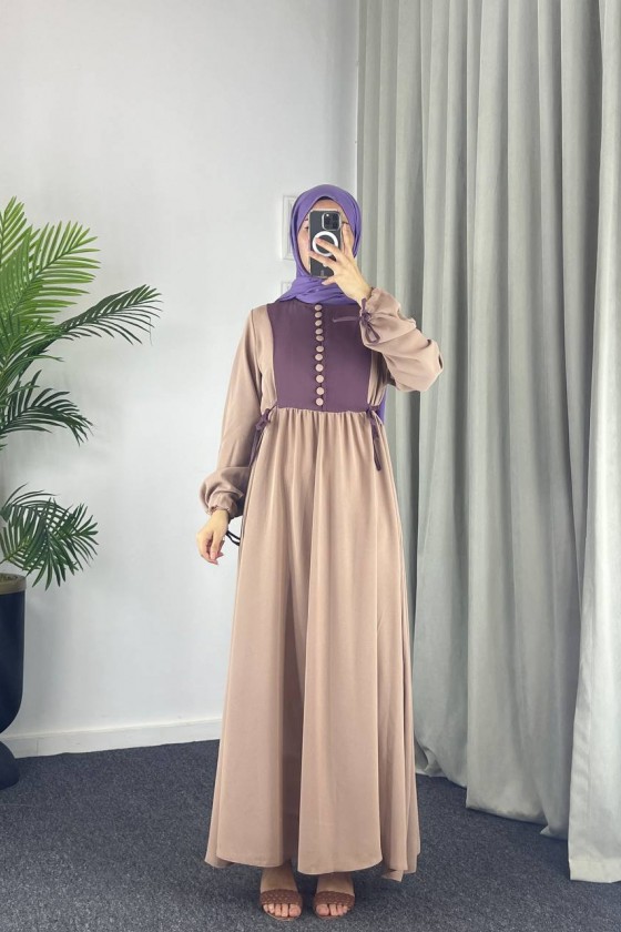 4537 - Pamuklu Tesettür Elbise Pembe-Z17