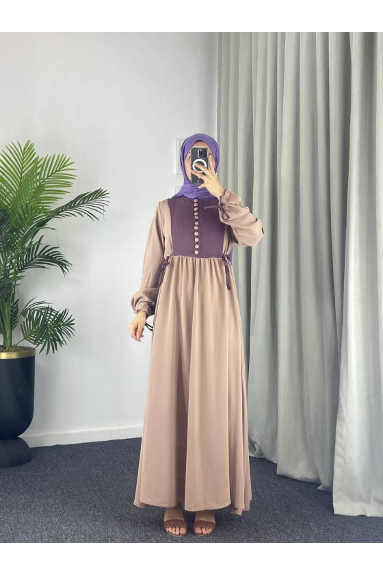 4537 - Pamuklu Tesettür Elbise Pembe-Z17