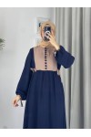 4537 - Pamuklu Tesettür Elbise Laci̇vert-Z17