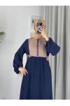 4537 - Pamuklu Tesettür Elbise Laci̇vert-Z17