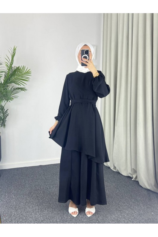 4523 - Bol Paça Pantolon - Tunik Takım Si̇yah-Z7