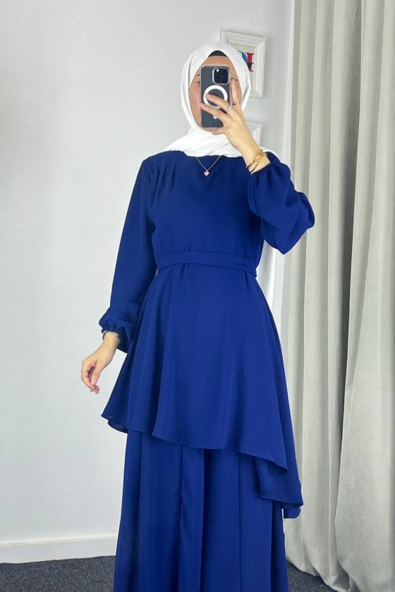 4523 - Bol Paça Pantolon - Tunik Takım Mavi̇-Z7