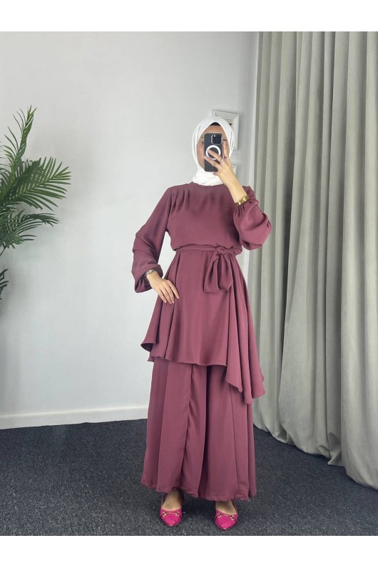 4523 - Bol Paça Pantolon - Tunik Takım Pembe-Z7