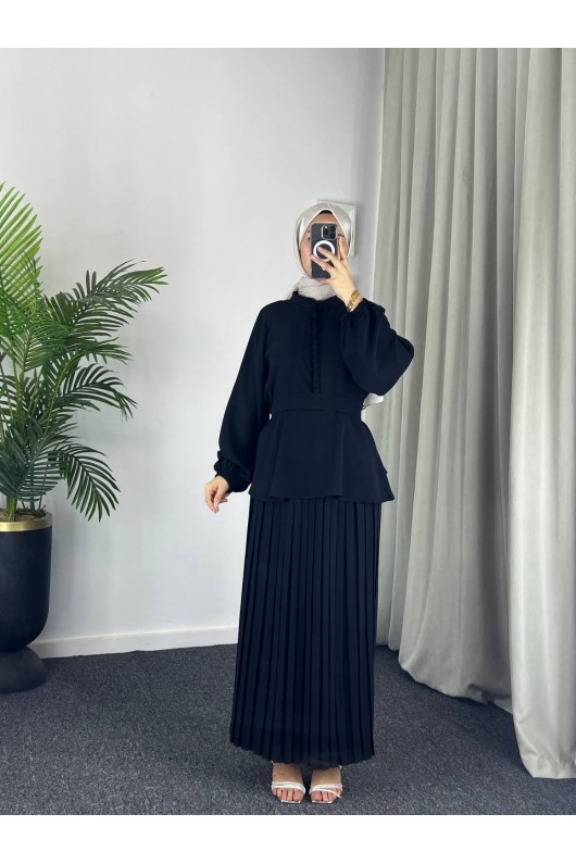 4532 - Krep Tesettür İkili Takım Si̇yah-Z12 4532 - Krep Tesettür İkili Takım Si̇yah-Z12