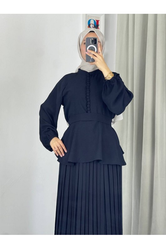 4532 - Krep Tesettür İkili Takım Si̇yah-Z12 4532 - Krep Tesettür İkili Takım Si̇yah-Z12