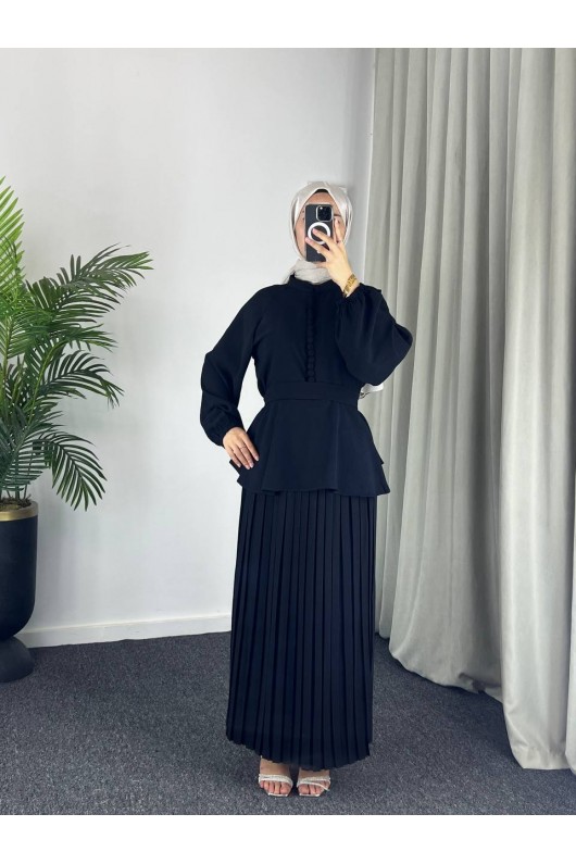 4532 - Krep Tesettür İkili Takım Si̇yah-Z12 4532 - Krep Tesettür İkili Takım Si̇yah-Z12