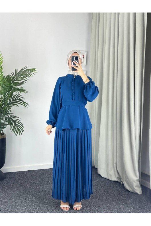 4532 - Krep Tesettür İkili Takım Mavi̇-Z12 4532 - Krep Tesettür İkili Takım Mavi̇-Z12