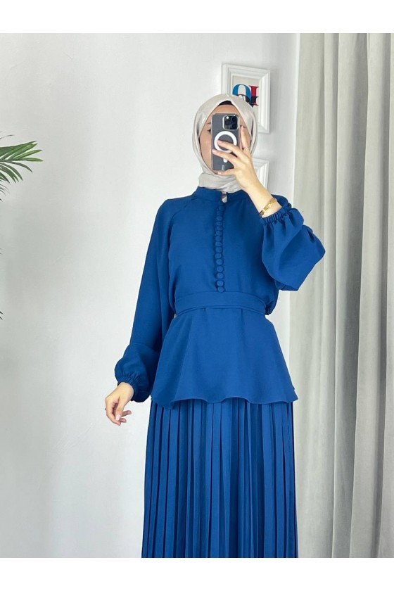 4532 - Krep Tesettür İkili Takım Mavi̇-Z12 4532 - Krep Tesettür İkili Takım Mavi̇-Z12