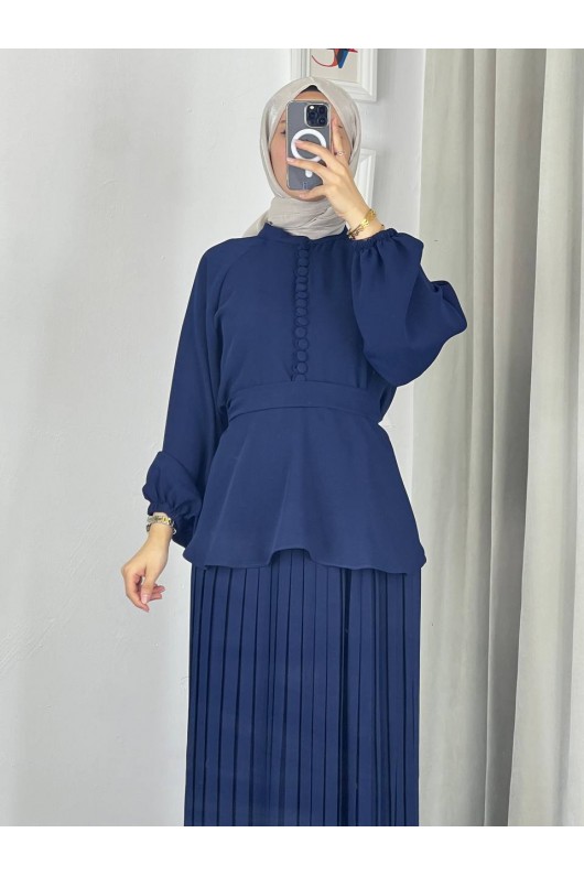 4532 - Krep Tesettür İkili Takım Laci̇vert-Z12 4532 - Krep Tesettür İkili Takım Laci̇vert-Z12