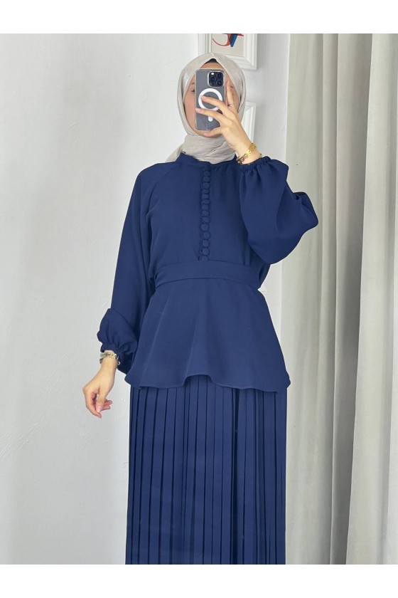 4532 - Krep Tesettür İkili Takım Laci̇vert-Z12 4532 - Krep Tesettür İkili Takım Laci̇vert-Z12