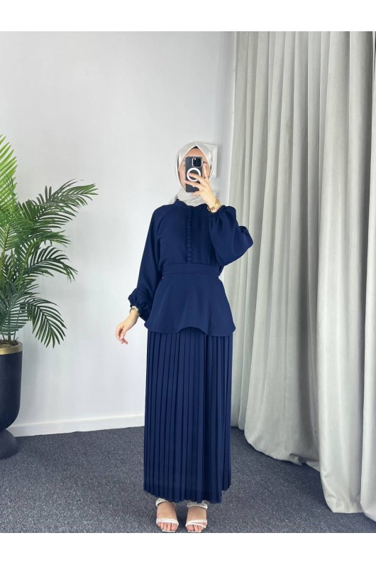 4532 - Krep Tesettür İkili Takım Laci̇vert-Z12 4532 - Krep Tesettür İkili Takım Laci̇vert-Z12