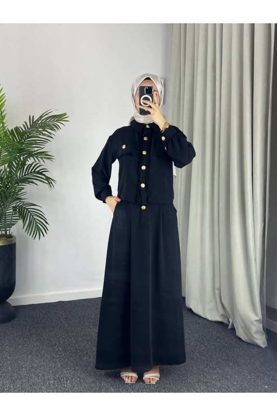 44581 -Ayrobin  Tesettür İkili Takım Si̇yah-Z11