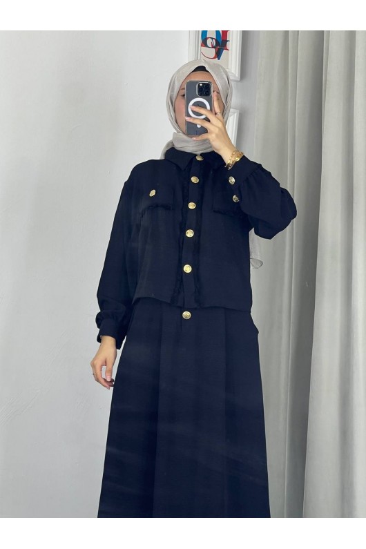 44581 -Ayrobin  Tesettür İkili Takım Si̇yah-Z11