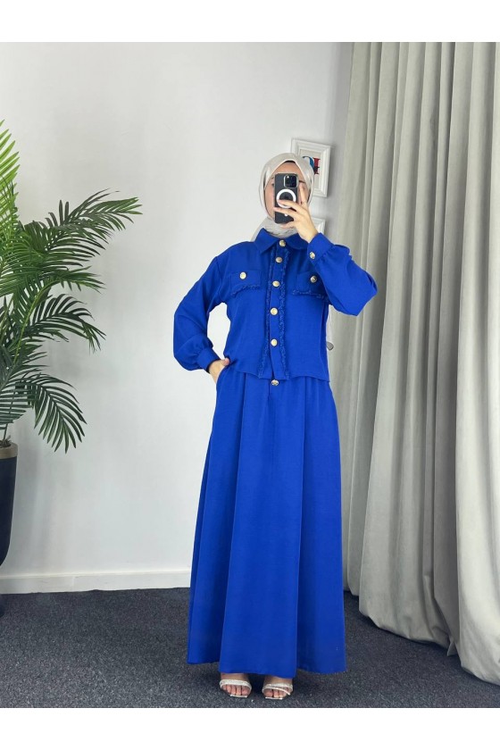44581 -Ayrobin  Tesettür İkili Takım Mavi̇-Z11