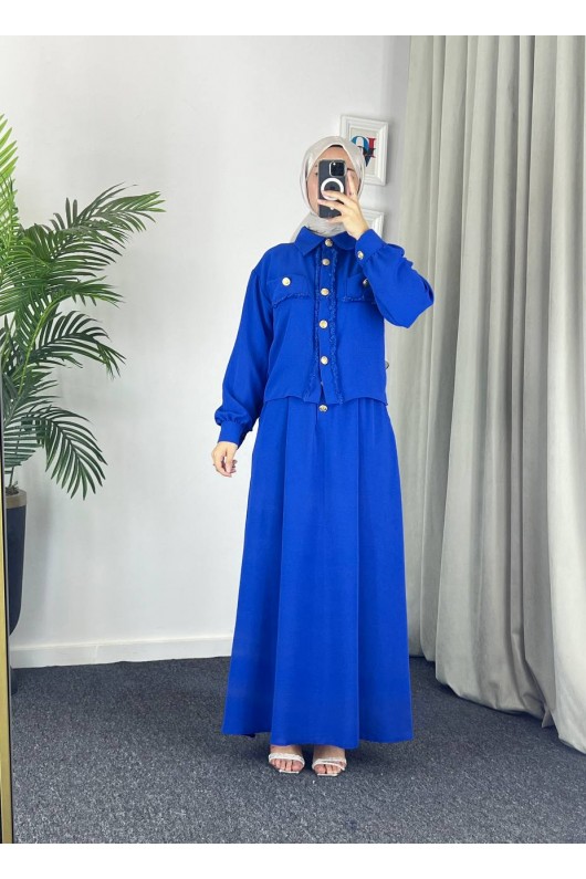 44581 -Ayrobin  Tesettür İkili Takım Mavi̇-Z11