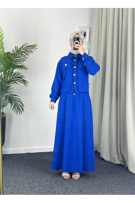 44581 -Ayrobin  Tesettür İkili Takım Mavi̇-Z11